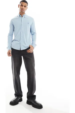 Ralph Lauren Camisa azul claro jaspeado con logo de piqué Icon de