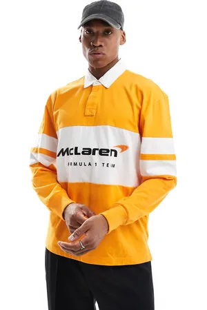Hollister Polo naranja de manga larga y estilo rugby McLaren de