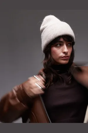ARKET Gorro beis jaspeado con doble vuelta de mezcla de lana de alpaca de -Neutro