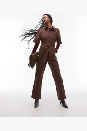 Topshop Mono largo color bronce de manga corta de