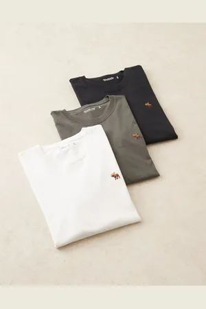 Abercrombie & Fitch Pack de 3 camisetas de color negro, gris carbón y blanco de manga larga con logo Icon de -Multicolor