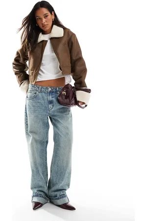 ASOS Vaqueros azul medio vintage holgados con dobladillos vueltos de