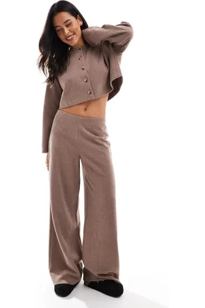 Miss Selfridge Pantalones de pernera ancha de tejido suave de -Marrón