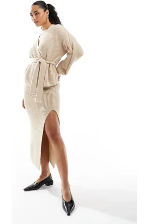 Miss Selfridge Falda larga de punto de (parte de un conjunto)-Neutro