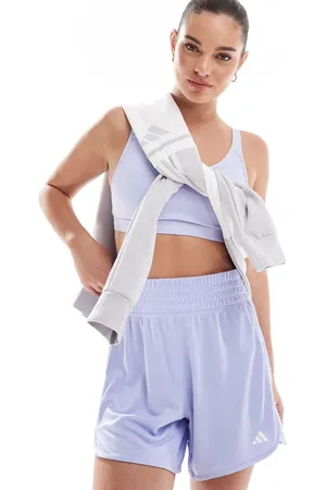 adidas Pantalones cortos morados de talle alto de punto Pacer Essentials de
