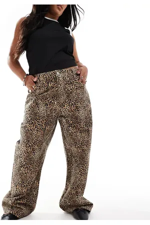 ASOS Vaqueros holgados con estampado de de ASOS DESIGN Curve-Marrón