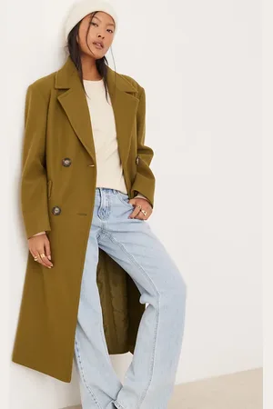 Miss Selfridge Abrigo de vestir cruzado con cinturón de -Verde