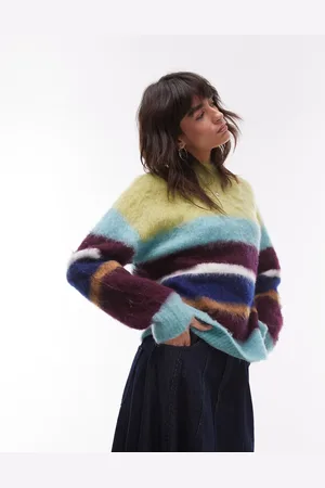 Topshop Jersey a rayas multicolores holgado de punto mullido de