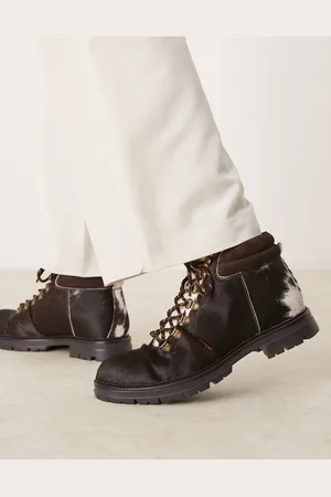 ASOS Botas de senderismo con cordones y detalles efecto piel de potro premium de