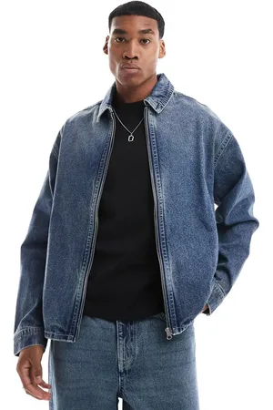 ASOS Chaqueta de entrenador azul de corte cuadrado con lavado medio de (parte de un conjunto)