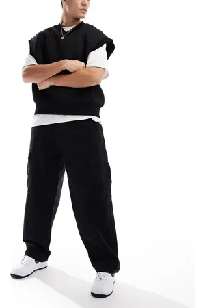 Only & Sons Pantalones cargo negros de corte suelto de