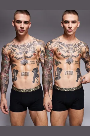 Armani Exchange Pack de 2 calzoncillos de color con logo dorado en la cinturilla y caja de regalo de Emporio Armani Bodywear