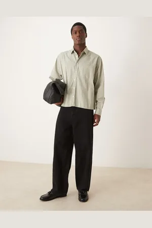 ASOS Camisa a rayas verdes extragrande de -Gris