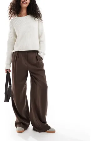 Miss Selfridge Pantalones dad marrones holgados de talle medio de -Marrón