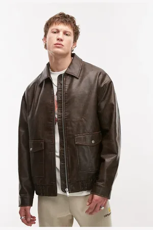 Topman Chaqueta de cuero sintético A2 de