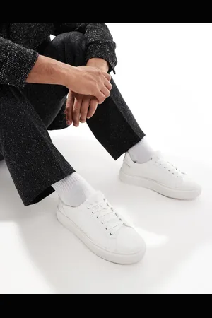 ASOS Zapatillas de deporte blancas con suela gruesa y cordones de -Beis neutro