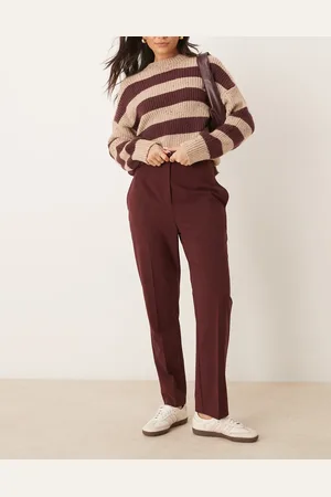 Miss Selfridge Pantalones de corte cigarette y talle alto de -Rojo
