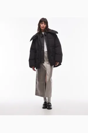 Topshop Abrigo de plumas midi de