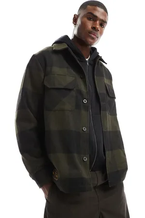 New Era Chaqueta verde estilo camisa a cuadros de