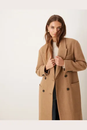ASOS Abrigo dad color de lana premium de -Beis neutro