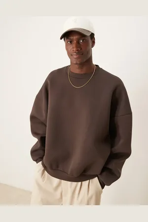 ASOS Sudadera marrón extragrande de tejido grueso efecto neopreno de
