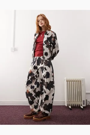 Reclaimed Pantalones de corte barrel con de (parte de un conjunto)-Marrón