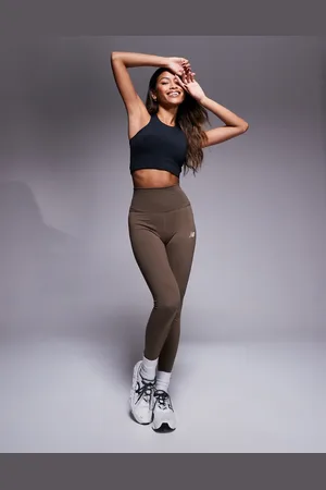 New Balance Leggings de 27" marrones de talle alto Harmony de -Gris