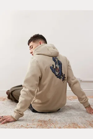 Santa Cruz Sudadera con capucha y logo bordado en el pecho y la espalda de -Gris