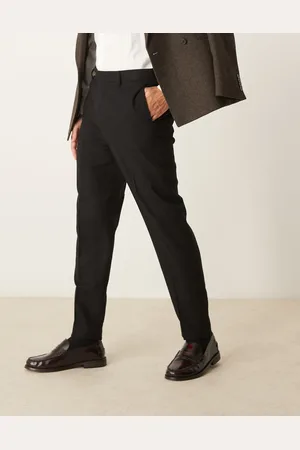 ASOS Pantalones de vestir negros de corte tapered de mezcla de lana de