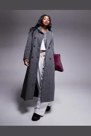 River Island Abrigo con doble botonadura y raya diplomática de