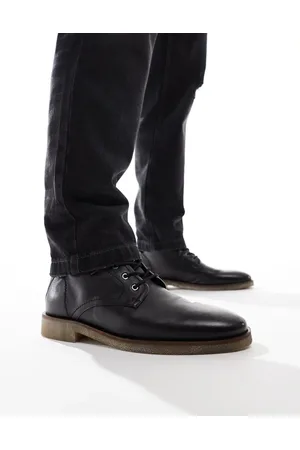 ASOS Botas negras de cuero con cordones y suela natural de