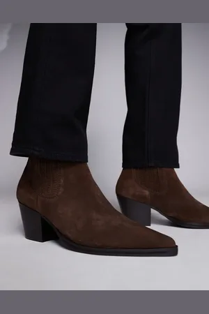 ASOS Botines Chelsea marrones con tacones cubanos de ante de