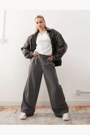 COLLUSION Pantalones de sastre grises de pernera ancha de