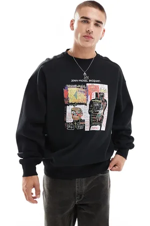Cotton On Sudadera negra holgada con estampado artístico de Basquiat de Cotton On