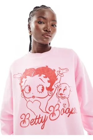 Cotton On Sudadera clásica con estampado gráfico de Betty Boop y cuello redondo de Cotton On-Blanco