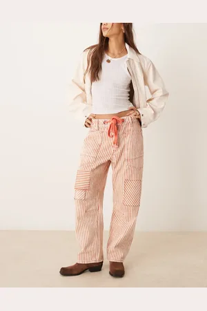 Free People Vaqueros rojos con estampado milrayas y lazada en la cintura Moxie de