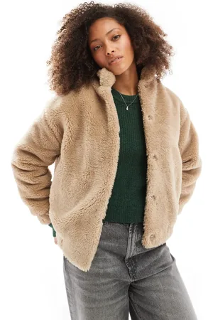 Cotton On Chaqueta bomber color de tejido tipo peluche de Cotton On-Beis neutro