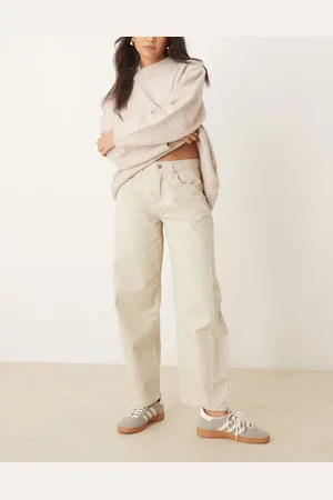 Abercrombie & Fitch Pantalones color de corte barrel bombacho de -Blanco