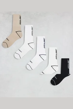 JACK & JONES Pack de 5 pares de calcetines de tenis de -Blanco