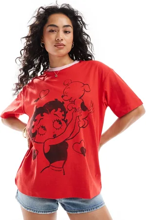 Cotton On Camiseta roja holgada con estampado gráfico Betty Boop de Cotton On-Rosa