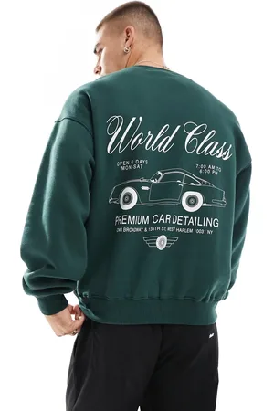 Cotton On Sudadera verde de corte cuadrado con estampado gráfico "World Class" de estilo retro de Cotton On