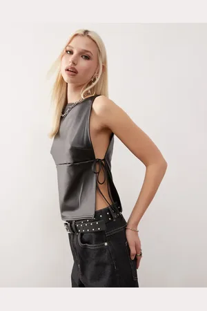 COLLUSION Top con lazada en el lateral de -Gris