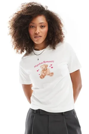 Cotton On Camiseta blanca clásica con estampado gráfico de oso de peluche de Cotton On-Blanco