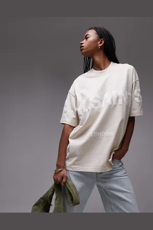 AllSaints Camiseta color piedra extragrande con logo a tono Biggy de -Neutro