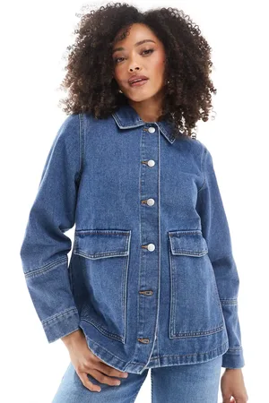 VERO MODA Chaqueta vaquera azul medio extragrande estilo worker de