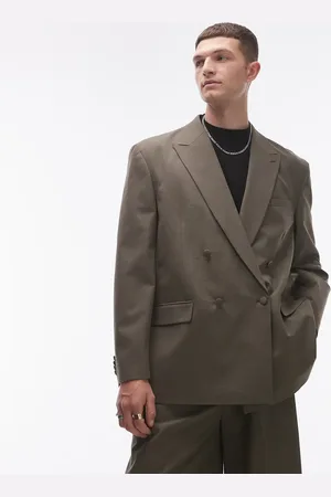 Topman Chaqueta de traje holgada con doble botonadura y diseño desestructurado de -Verde