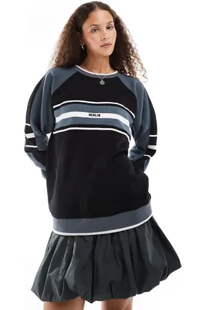 Daisy Street Sudadera negra y gris holgada de estilo retro de