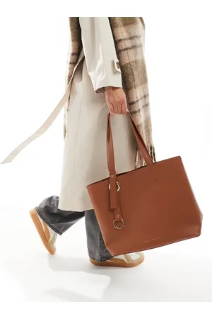 French Connection Bolso de hombro color estilo tote con acabado granulado de -Marrón