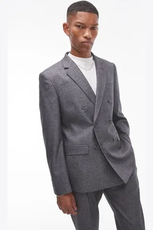 Topman Chaqueta de traje de corte slim con patrón de hilos cruzados crosshatch de