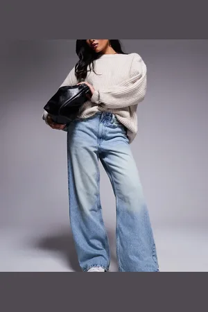 River Island Vaqueros azules de corte recto con lavado medio de Petite